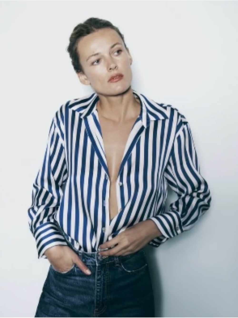 Zara Striped Button Down Shirt - Blue & White NWT
